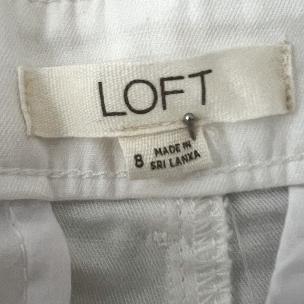 ☘️ LOFT ANN TAYLOR White Cargo High-Rise Bermuda Shorts - Picture 8 of 10